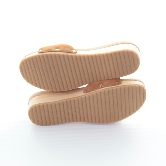 Dr. Scholl’s Original Too Slide Brown Suede Cushioned Wooden Platform Sandals 8M - Picture 8 of 8